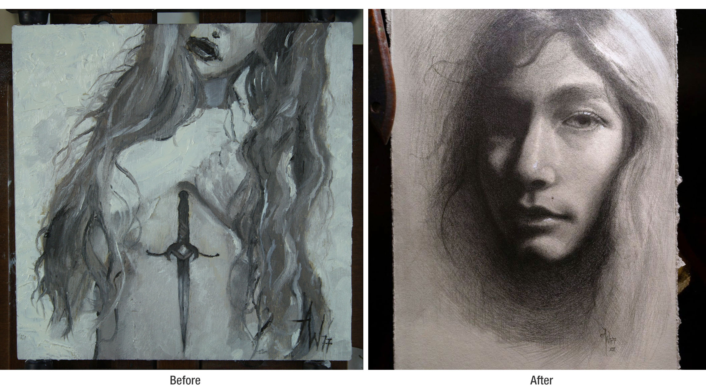 Before and after example of a student